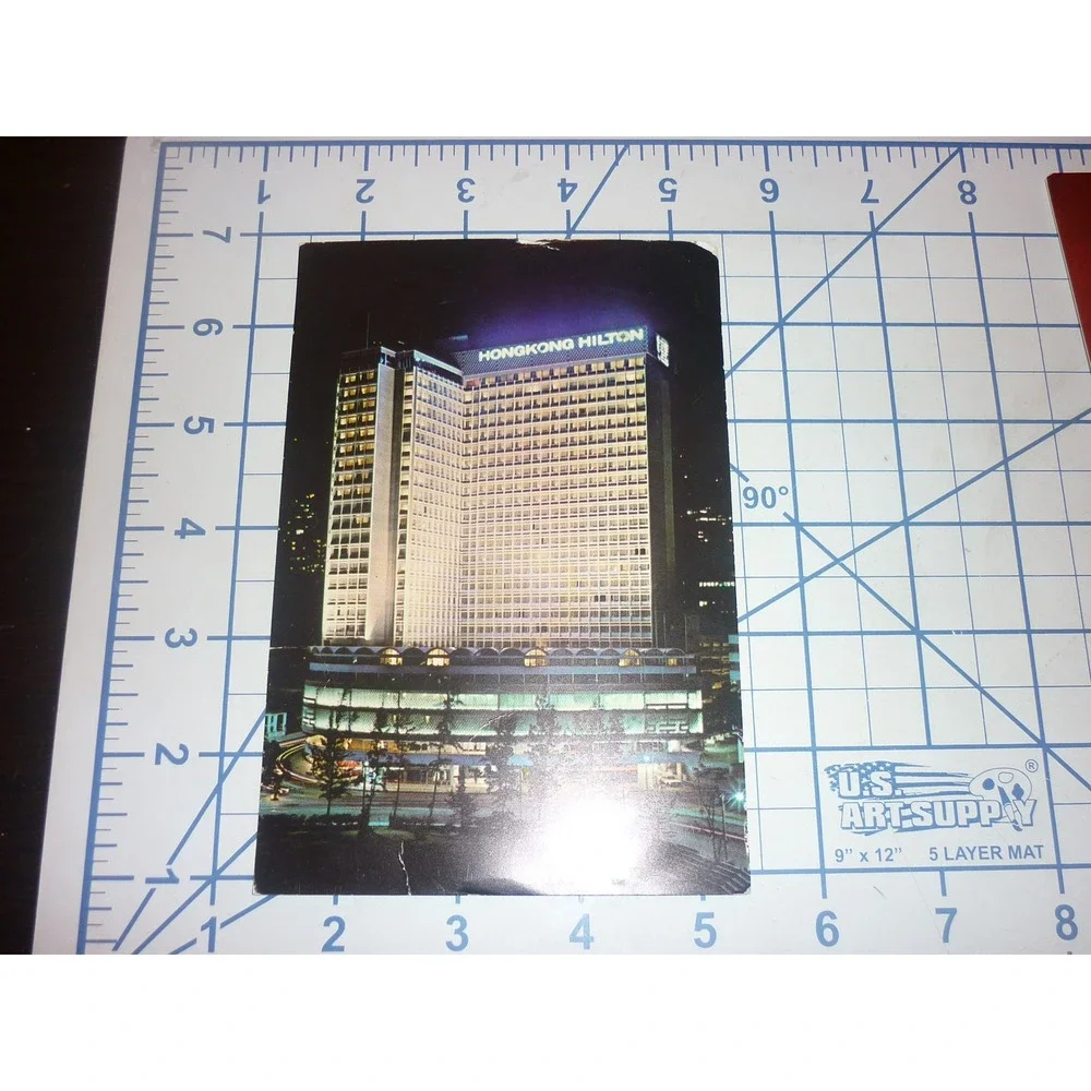 Vintage Hong Kong Hilton Night Postcard Beaconsfield House Postmark QEII Stamp